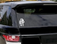 Load image into Gallery viewer, FOOTBALL WHITE CAR WINDOW DECAL (5.3 TALL BY 3.6 WIDE)